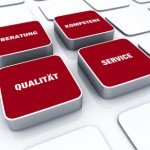 Quader Konzept Rot – Beratung Kompetenz Qualität Service 1